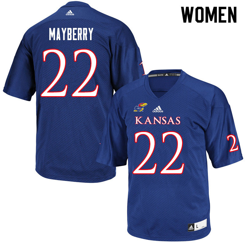 Women #22 Duece Mayberry Kansas Jayhawks College Football Jerseys Sale-Royal - Click Image to Close